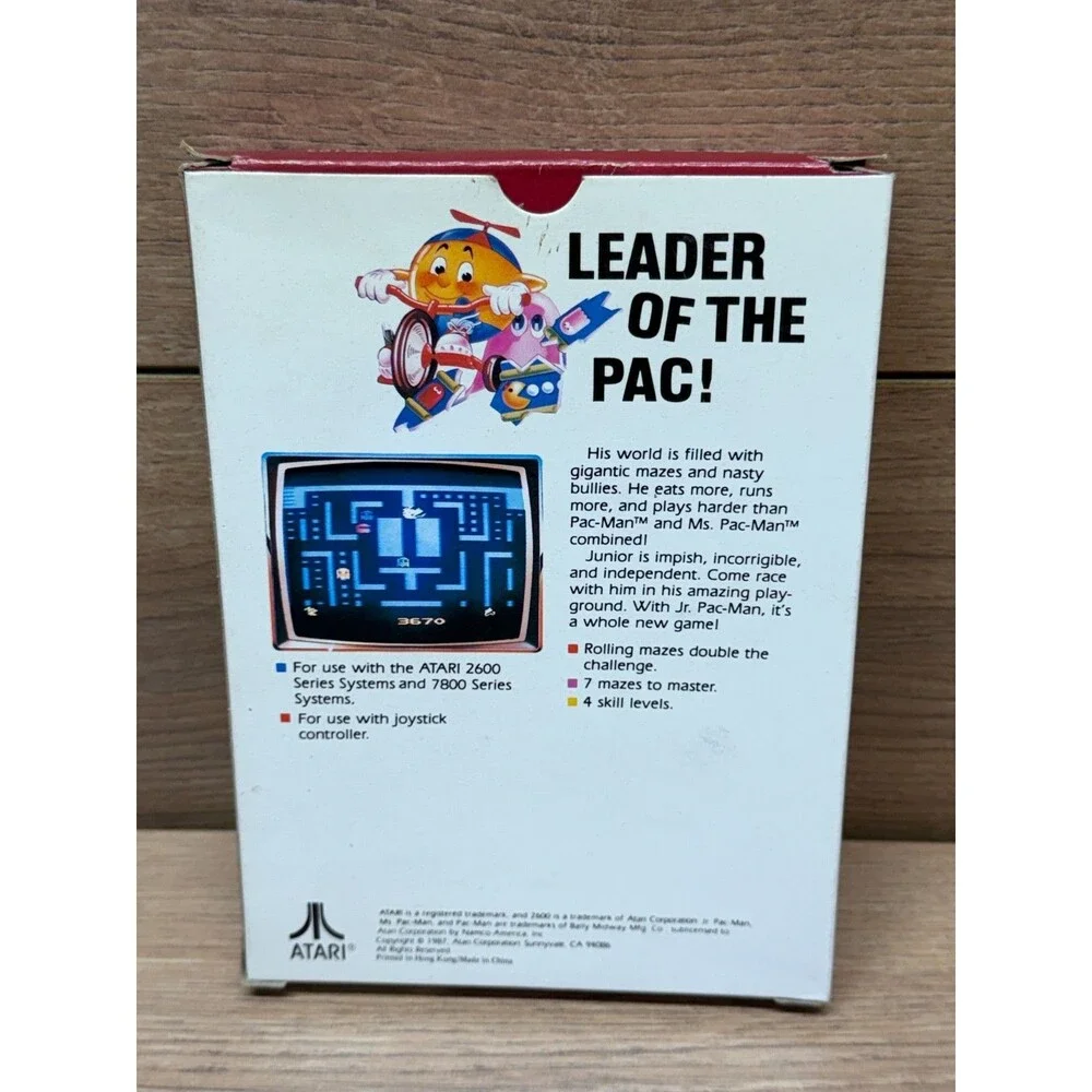 Pac-Man Jr. (Atari 2600, 1987) Complete CIB w/ Manual, Warranty Card & Box